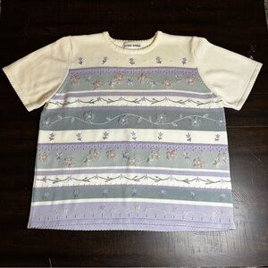 Vintage Alfred Dunner Floral Striped Pastel Palette.